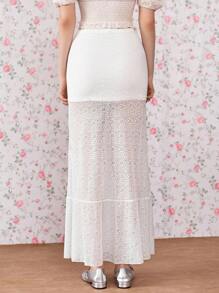 Lunelith SHEIN Lunessa Midi-Length Lace Jacquard A-Line Skirt