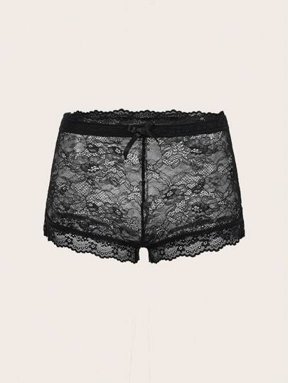 SHEIN ICON Low Rise Perspective Solid Lace Y2K Summer Sexy Going Out Pastel White Country Concert Leggings Shorts With Bow Detail