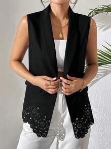 Chiquease 女性時尚無袖西裝外套 - 黑色 - 查看 6