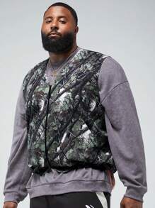 Manfinity VCAY Men's Plus Size Woven Printed Casual Vest, For Fall Winter - Multicolor - View 1