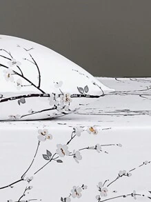 帶有花朵圖案的柔軟微纖維床單套裝-最佳豪華2/3件白色床單-包括1張床單+1/2枕套-便宜且高品質-萬用床墊套，適用於雙人、全尺寸、大尺寸、特大尺寸床 - 白色 - 查看 6