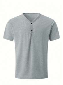 Manfinity Dauomo Camisa polo para hombre de manga corta, de unicolor y diseño simple