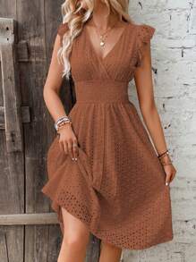 Breezaya Vestido diario simple de cuello en V para mujer - Marrón - Ver 5