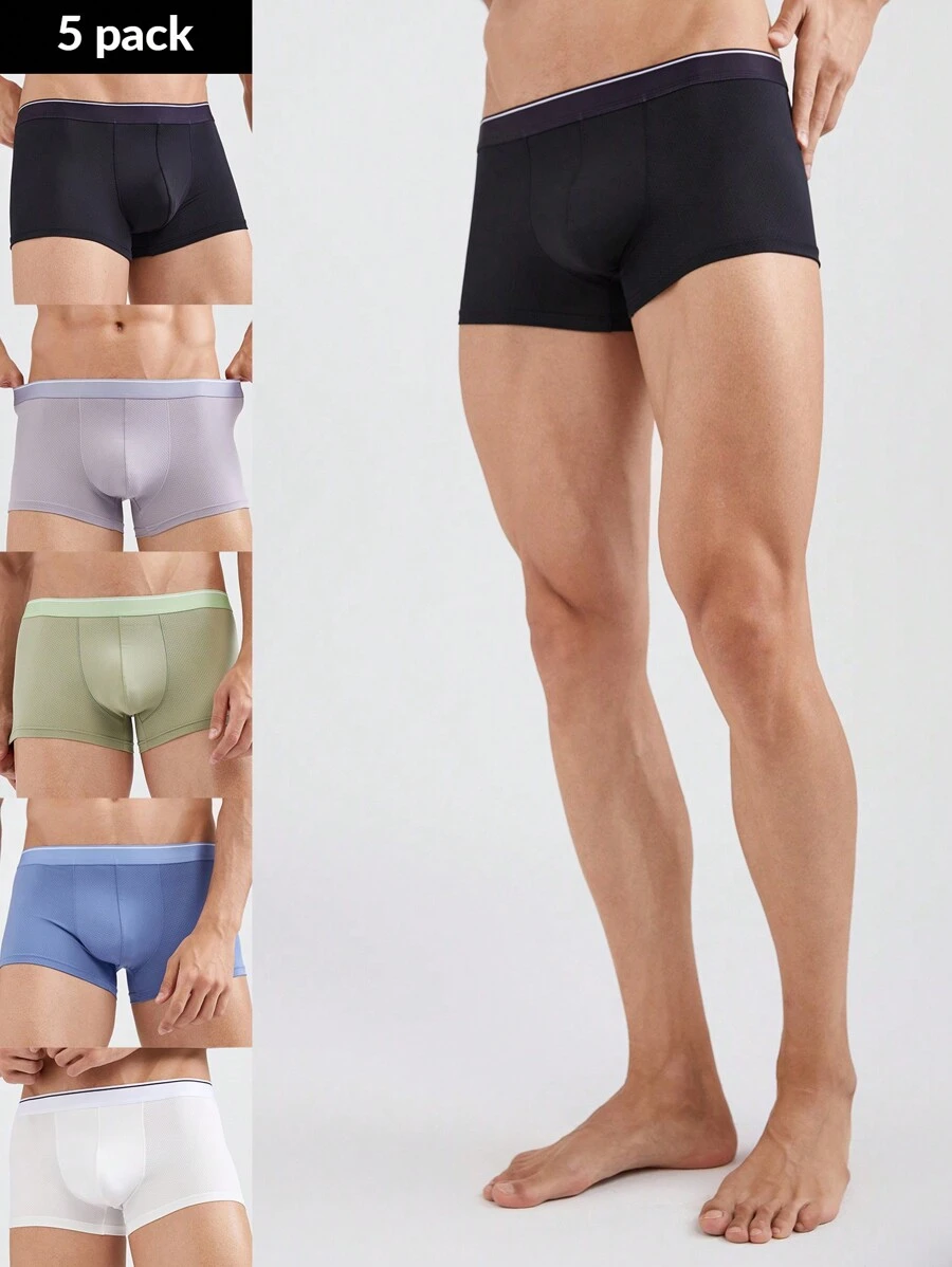 Men's Plain Simple Daily Boxer Shorts (Pack Of 5)