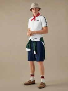 Manfinity RebelGame 男士 T 恤圆领短袖简约休闲夏季，返校 - 白色 - 查看 4