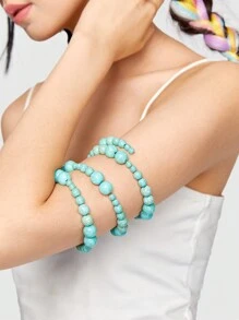 ROMWE Fairycore 1 Vòng tay đính cườm màu ngọc lam theo phong cách phương Tây thời trang - màu xanh lá - Xem 1