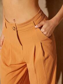 Hauture Conjunto de top con lazo y pantalones de pierna ancha estilo boho - Naranja - Ver 4
