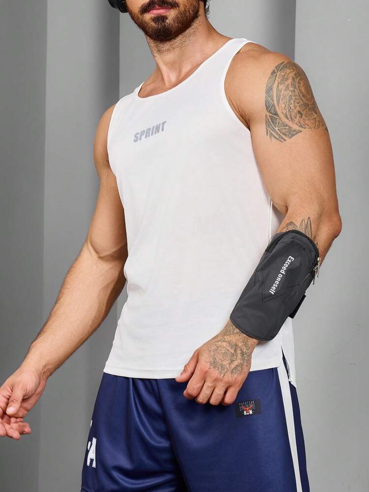 Boyfriend Style Men's Letter Printed Casual Summer Sports T-Shirt & Tank Top Workout Tops