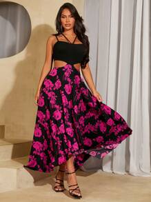SHEIN SXY Mono casual y simple de mujer estilo BOHO con estampado floral para uso diario en vacaciones de verano en la playa
