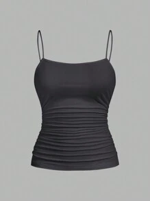 SHEIN EZwear 3 件套女式褶皱侧无袖紧身休闲背心，夏季 - 彩色 - 查看 7