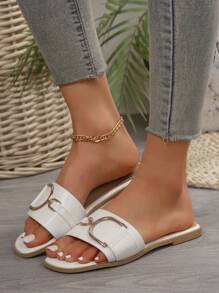 Women's Fashionable Flat Sandals, Casual Summer Shoes With Stylish Buckle Valentines