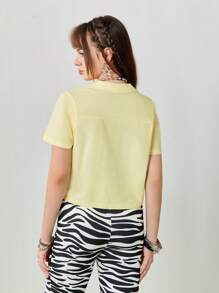 SHEINNeu Camiseta corta de verano de manga corta amarilla clara para mujer