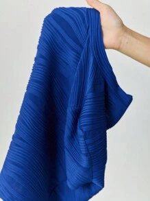 SHEINNeu Wąski damski letni, krótki t-shirt z teksturowanej tkaniny z okrągłym dekoltem - Niebieski - Zobacz 7