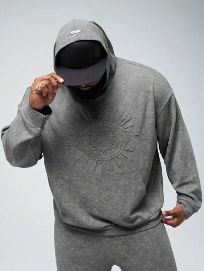 Manfinity VCAY Sudadera de punto con hombros caídos para hombres de talla grande, para otoño e invierno