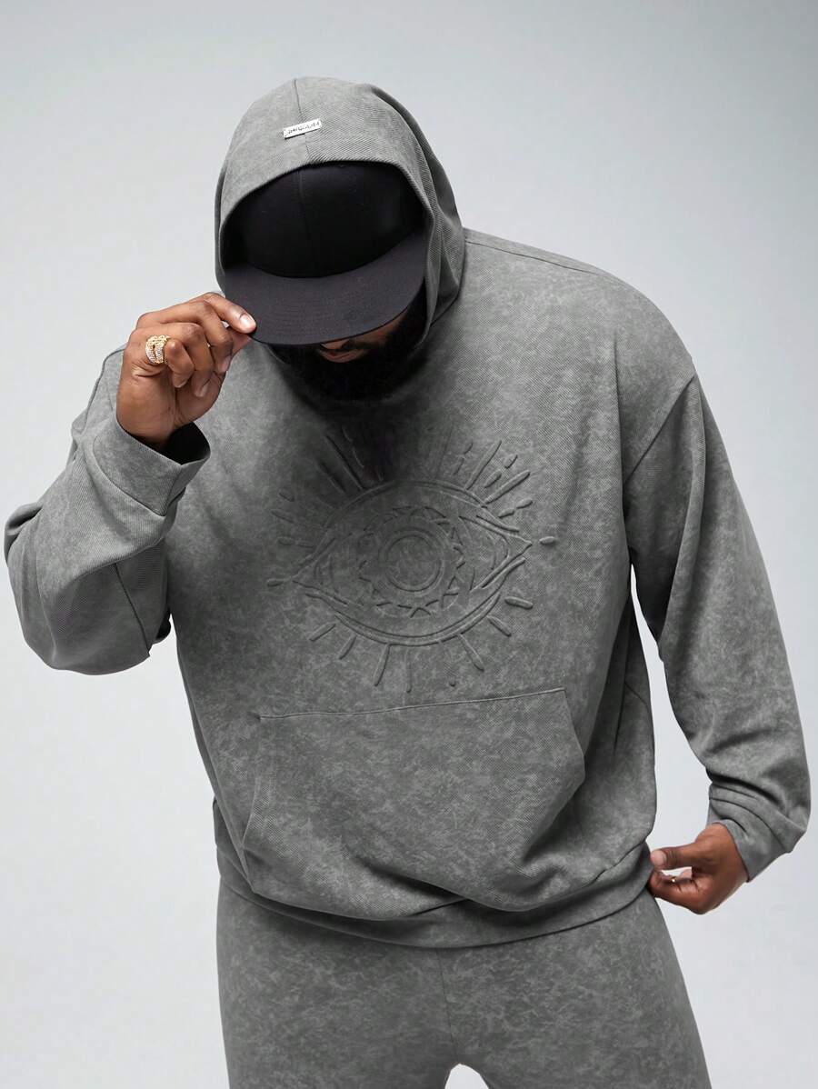 Manfinity VCAY Plus Size Men Knitted Drop-Shoulder Sweatshirt,, For Fall Winter - Grey - View 1