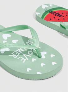 Grefit 水果西瓜印花平底拖鞋，非常适合海滩、居家和户外穿着度假鞋夏季促销圣诞节秋季新年假期 - 薄荷綠 - 查看 5