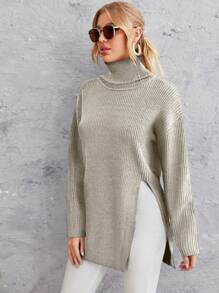 Suéter Negro De Manga Larga - Beis - Ver 3