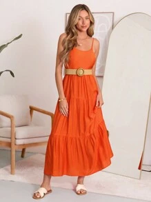 SHEIN LUNE Women's Summer Casual Long Strap Bowknot Dress Dress