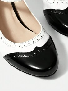 CUCCOO DOLLMOD Vintage Black & White Patterned High Heel Shoes Spring Shoes Spring Break Easter For Christmas