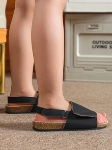 女童開口涼鞋黑色小女孩涼鞋兒童拖鞋夏季鞋童鞋木屐幼兒涼鞋