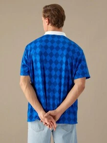 Manfinity RebelGame 男式短袖 Polo 衫，返校 - 寶藍色 - 查看 3