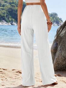 EURMUSE Wide Leg Pants, Pleating Fabric - White - View 2