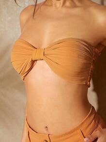 Hauture Conjunto de top con lazo y pantalones de pierna ancha estilo boho - Naranja - Ver 6