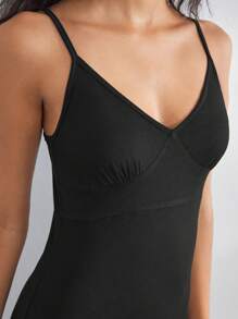 Ocili 休闲 超柔软纯色吊带连衣裙，丝滑透气。节日季 - 黑色 - 查看 3