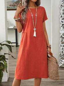 EMERY ROSE Vestido de cuello redondo casual de verano para mujer