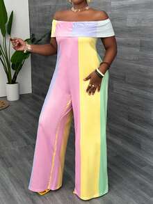 Slaydiva Bộ áo liền quần thông thường in kỹ thuật số khối màu Dopamine Crayon dành cho nữ, Xuân/Hè - Nhiều màu - Xem 5