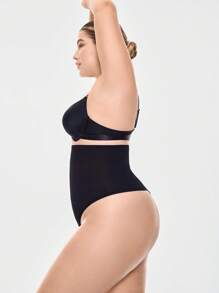 SHAPORA Plus Size Màu trơn Quần định hình thể thao cạp cao tối giản - màu đen - Xem 7