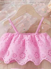 SHEIN Conjunto de Camisola e Saia em Malha Vazada com Cores Sólidas e Moda Jovem Feminina