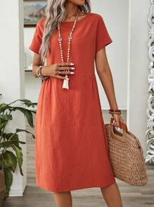 EMERY ROSE Vestido de cuello redondo casual de verano para mujer