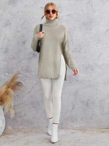 Suéter Negro De Manga Larga - Beis - Ver 4