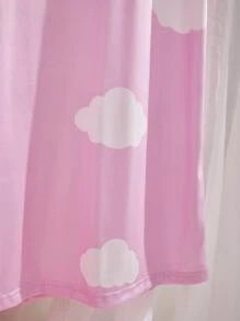 Women's/Mom's Cute Cat Print Short Sleeve Nightgown - Baby Pink - View 5