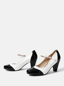 CUCCOO DOLLMOD Vintage Black & White Patterned High Heel Shoes Spring Shoes Spring Break Easter For Christmas
