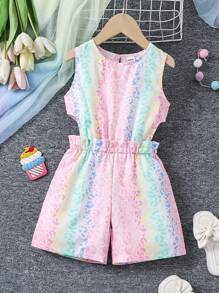 SHEIN 年輕女孩休閒無袖連體褲，日常穿著 - 彩色 - 查看 1