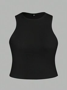 Slaydiva 2 piezas Camiseta de tirantes de unicolor para mujer de talla grande, adecuada para el verano - Multicolor - Ver 7