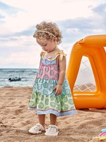 Baby Girl Cute Multi-Layered Spaghetti Strap Long Dress For Spring/Summer Vacation - Multicolor - View 5