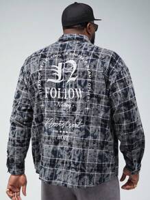 Manfinity VCAY Men's Plus Size Woven Grid Casual Loose Long Sleeve Shirt - Multicolor - View 1