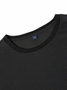 Claim Dot 男士夏季印花短袖T恤，印有標語和虛幻人物圖案，圓領休閒上衣 - 黑色 - 查看 5