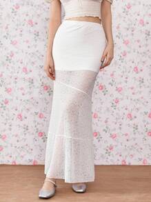 Lunelith SHEIN Lunessa Midi-Length Lace Jacquard A-Line Skirt