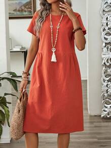 EMERY ROSE Vestido de cuello redondo casual de verano para mujer
