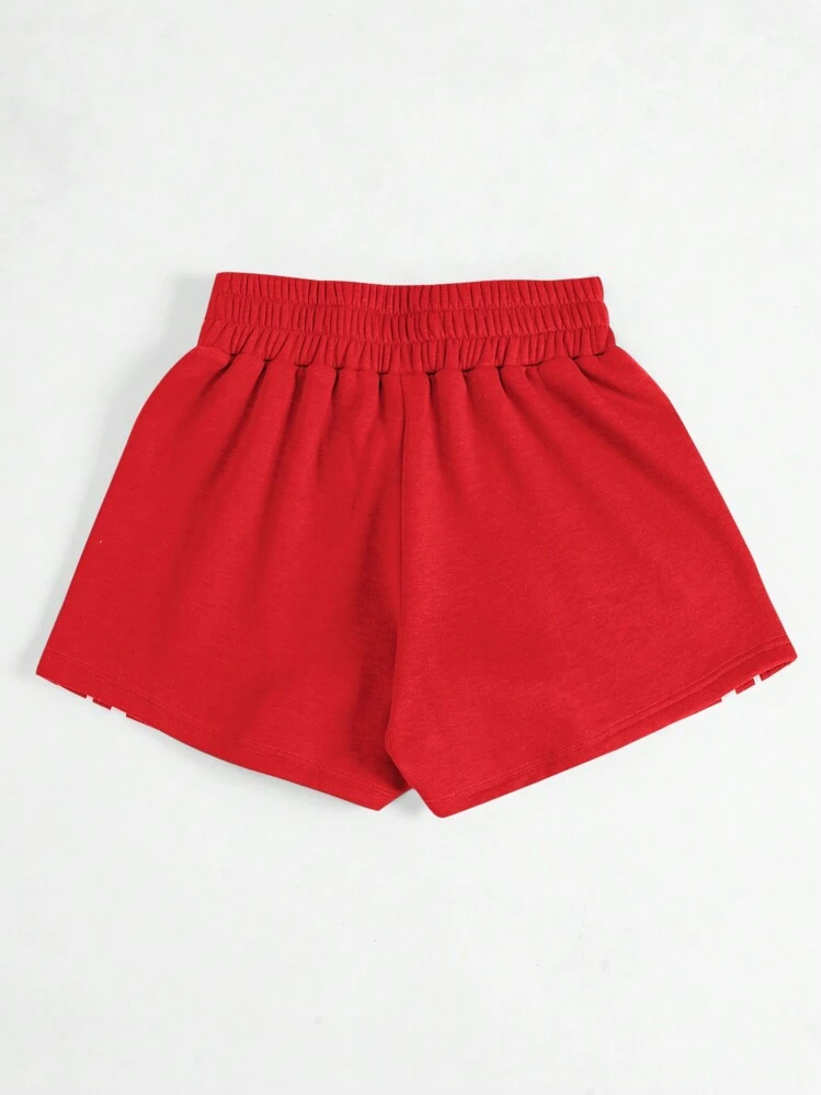 SHEIN EZwear Red Knitted Patchwork Side Striped Women's Summer