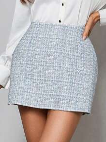 Aveloria Elegant Plaid Mini Skirt For Summer Commute - Multicolor - View 4