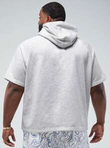 Manfinity VCAY Áo nỉ trùm đầu dệt kim dáng rộng cỡ lớn dành cho nam, dành cho mùa thu đông - Màu Xám nhạt - Xem 4