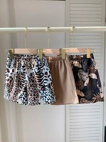 3 cái/bộ Áo thun ngắn tay hình cây & da báo cho bé trai thoáng khí và thoải mái với quần short, thích hợp cho mùa xuân và mùa hè - Nhiều màu - Xem 5