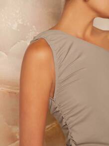 SHEIN Unity One Shoulder Ruched Bodycon Dress For Summer - Multicolor - View 6