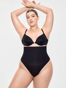 SHAPORA Plus Size Màu trơn Quần định hình thể thao cạp cao tối giản - màu đen - Xem 4