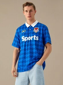 Manfinity RebelGame 男式短袖 Polo 衫，返校 - 寶藍色 - 查看 4